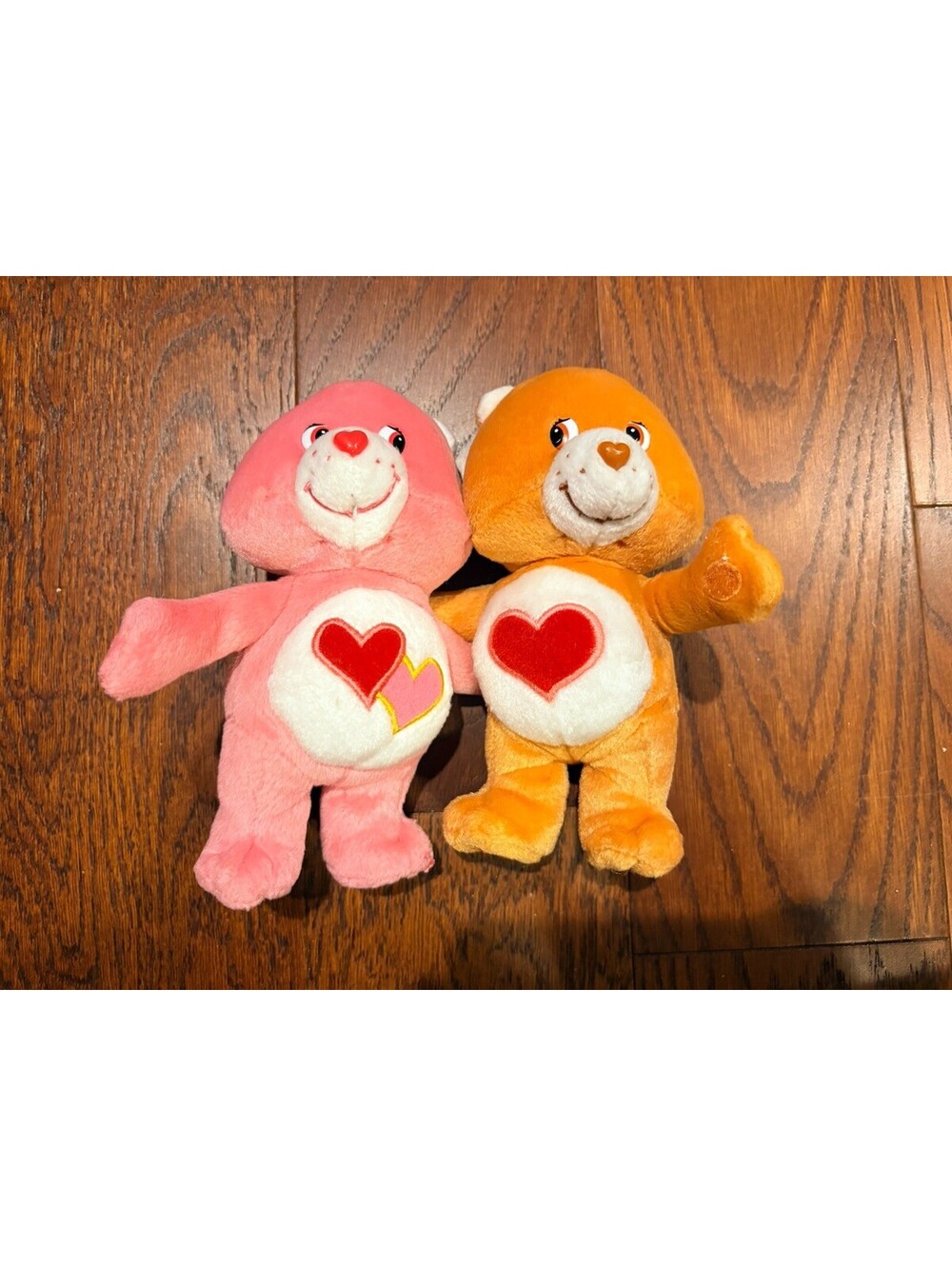 2002 Care Bears 20th Anniversary Tender Heart & Love A Lot Cuddle Pair Plush Toy